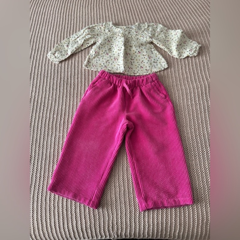 Baby GAP Floral Top and Pink Pants Set size 3t euc